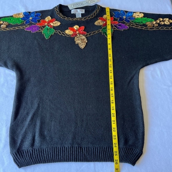 NWT Vintage Crystal - Kobe poinsettia sequined sweater - Picture 6 of 10